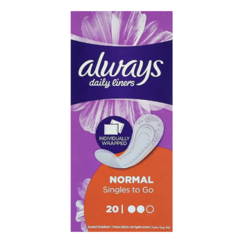 ALWAYS DAILY LINERS NORMAL SINGLES TO GO 20 PCS