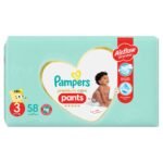PAMPERS PREMIUM CARE PANTS 3 58 - حفاضات بامبرز للعناية الفائقة 3 58