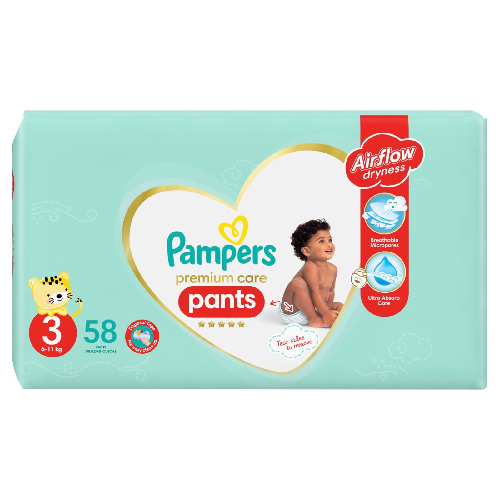 PAMPERS PREMIUM CARE PANTS 3 58 - حفاضات بامبرز للعناية الفائقة 3 58 PAMPERS PREMIUM CARE PANTS 3 58 - حفاضات بامبرز للعناية الفائقة 3 58