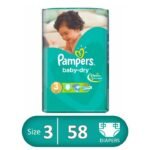 PAMPERS BABY DRY MIDI (3) 58PCS