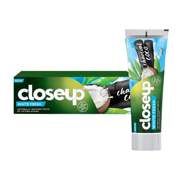 CLOSEUP WHITE FRESH CHARCOAL COCO 75 ML+BRUSH OFF -كلوز اب بالفحم 75مل+فرشه مجانا CLOSEUP WHITE FRESH CHARCOAL COCO 75 ML+BRUSH OFF -كلوز اب بالفحم 75مل+فرشه مجانا